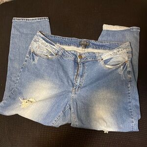 Forever 21 mom jeans. Distressed, ripped jeans